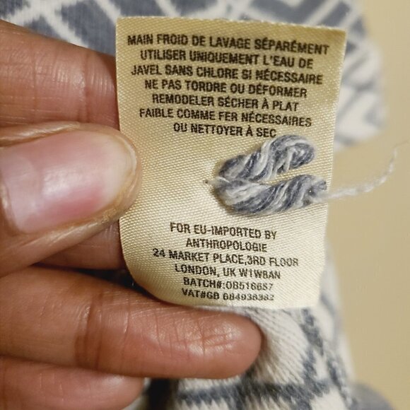 Anthropologie | Moth Gray & White Abstract Print Turtleneck Sweater (Size Small) - Picture 7 of 15